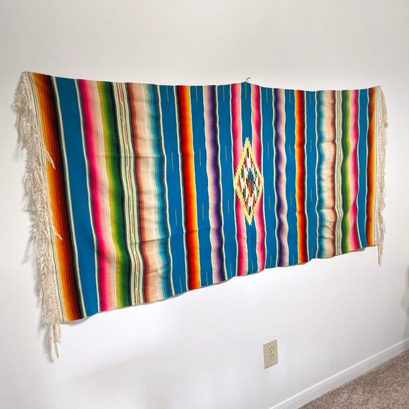 Other - Vtg Mexican Saltillo Serape Blanket Handwoven
